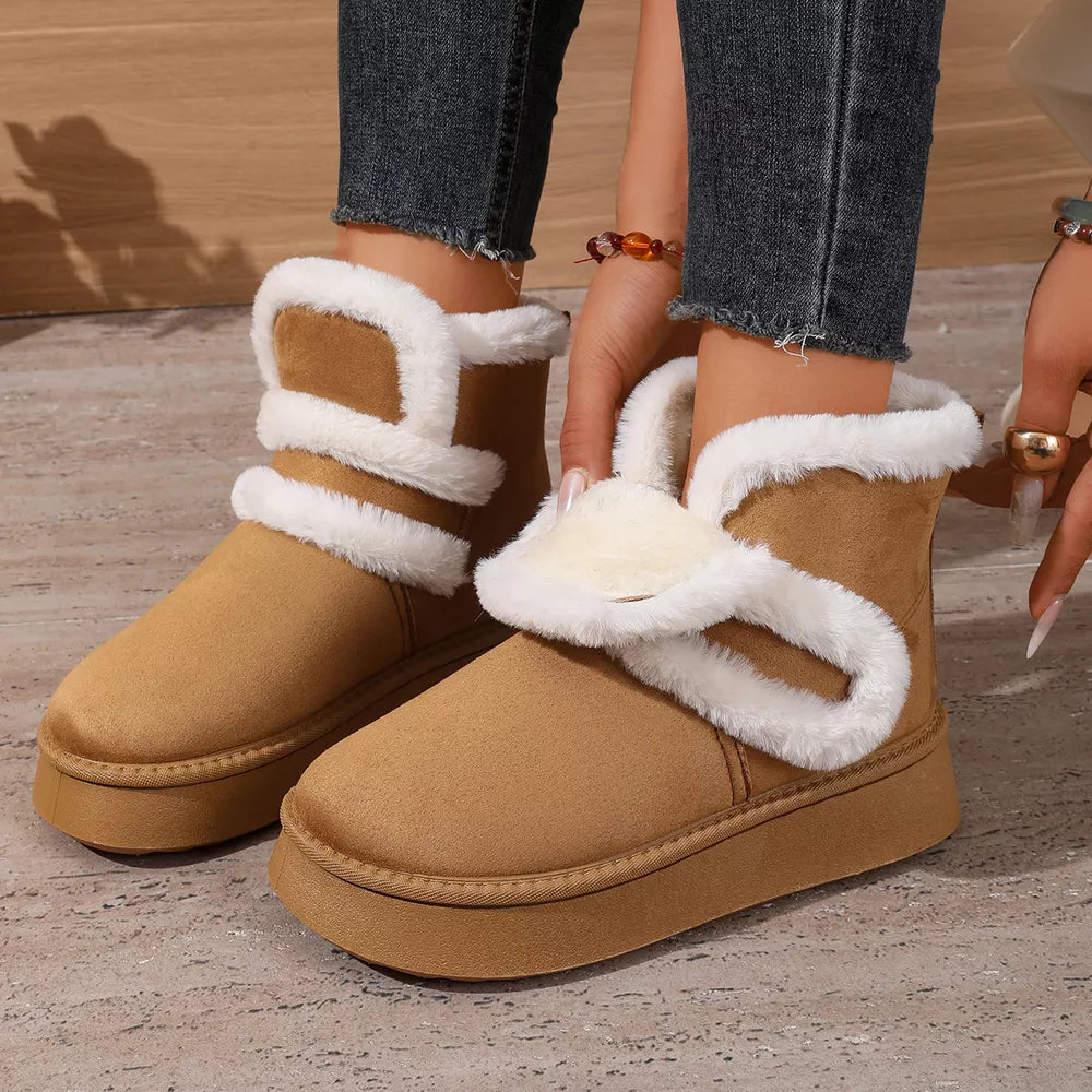 Hook-And-Loop Round Toe Platform Boots