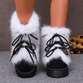 Winter Faux Fur Trimmed Lace-Up Boots