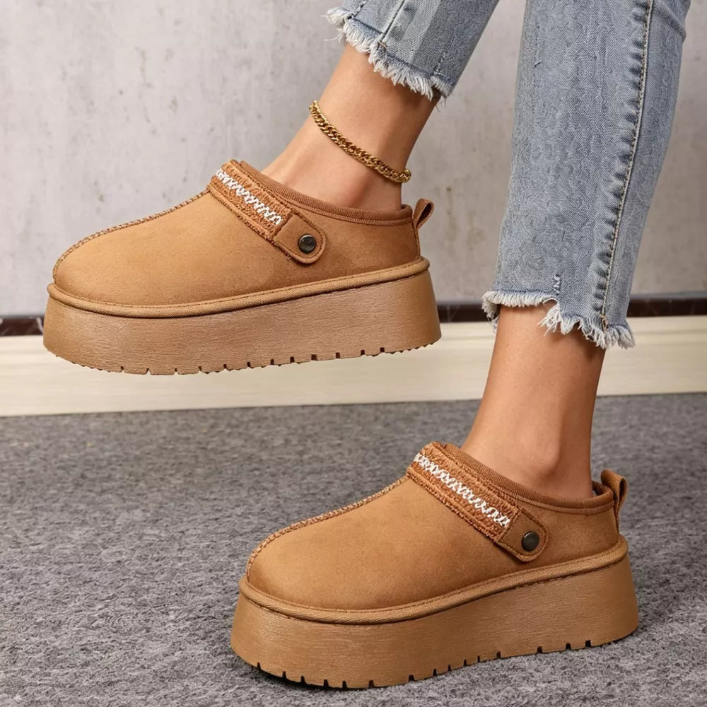 Platform Suede Faux Fur-Lined Boots