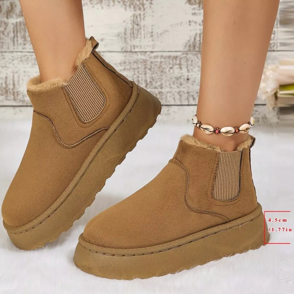 Suede Round Toe Platform Ankle Boots