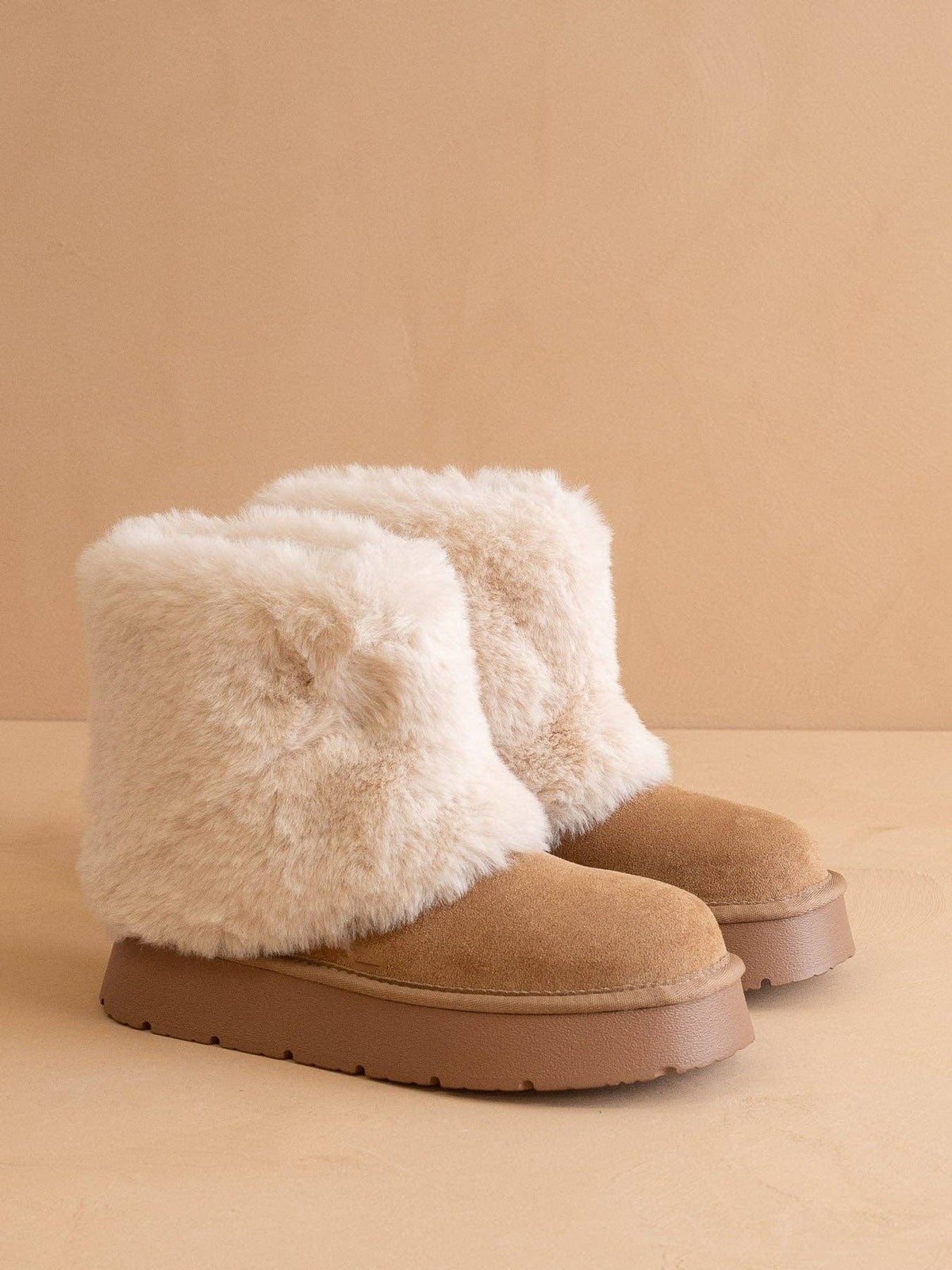 Fur Cuff Platform Ankle Boots - Oasis Society