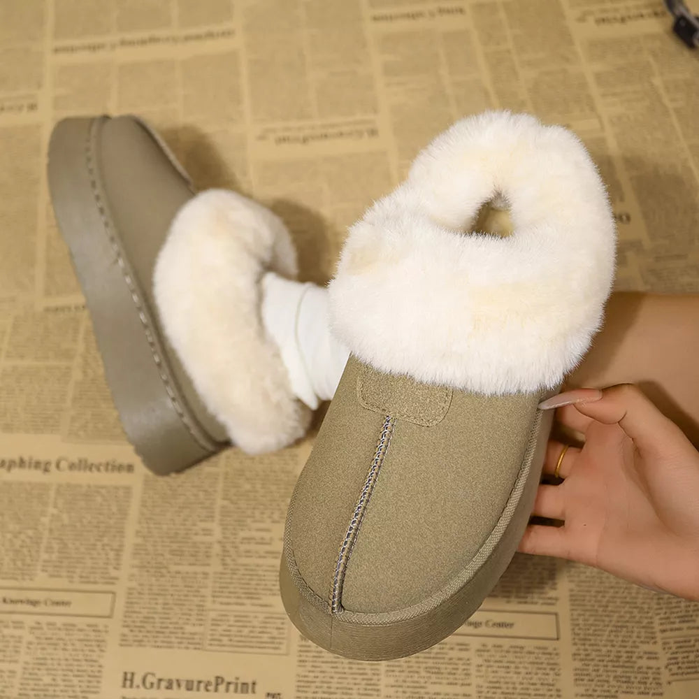 Plush Suede Platform Ankle Boots