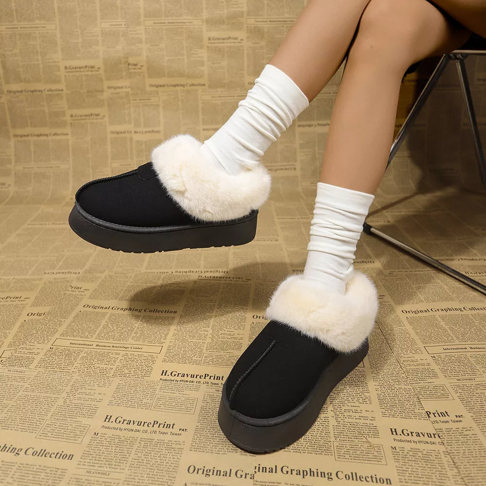 Plush Suede Platform Ankle Boots