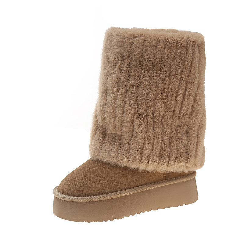 Bootara Women's SnugLift Mid Boots - Thermal Platform Snow Boots with Faux Fur (US 5-11)
