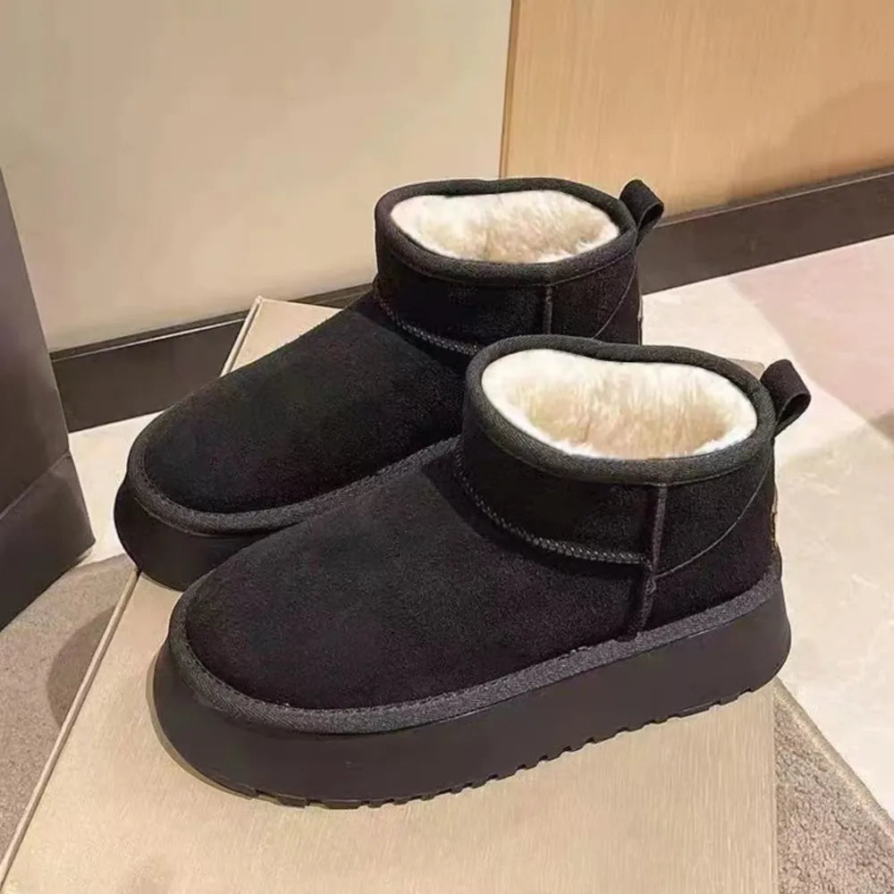Faux Shearling Platform Ankle Boots
