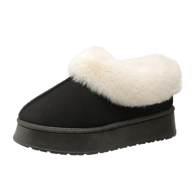Bootara Women's Poppy Cozy Platform Boots – Plush Faux Fur Cuff Slip-On Winter Booties (US 5–10.5)