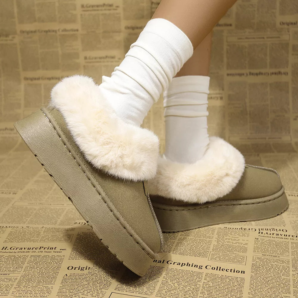 Plush Suede Platform Ankle Boots
