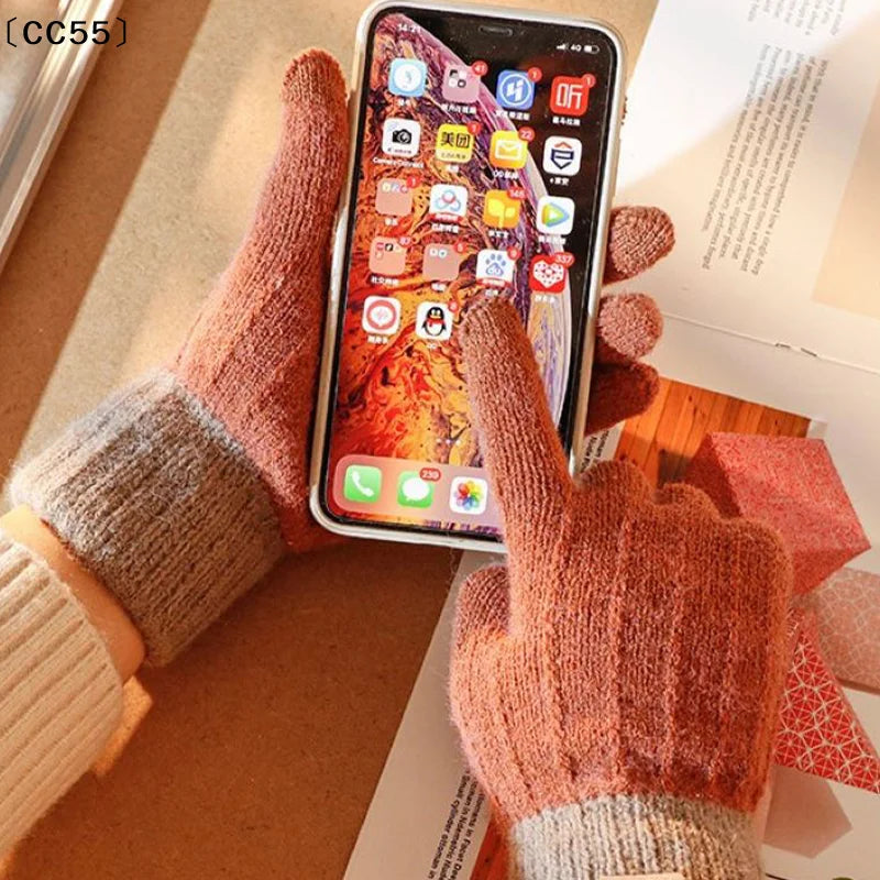 Women's Thick Plush Knitted Touchscreen Winter Gloves