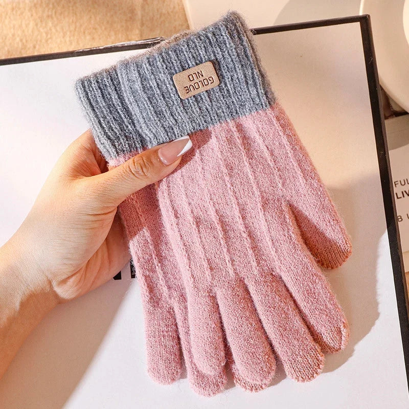 Women's Thick Plush Knitted Touchscreen Winter Gloves