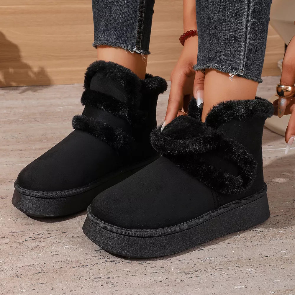Hook-And-Loop Round Toe Platform Boots