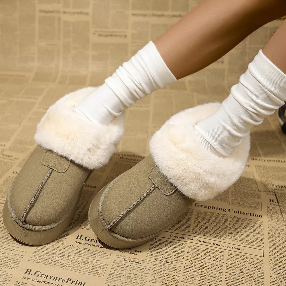 Plush Suede Platform Ankle Boots