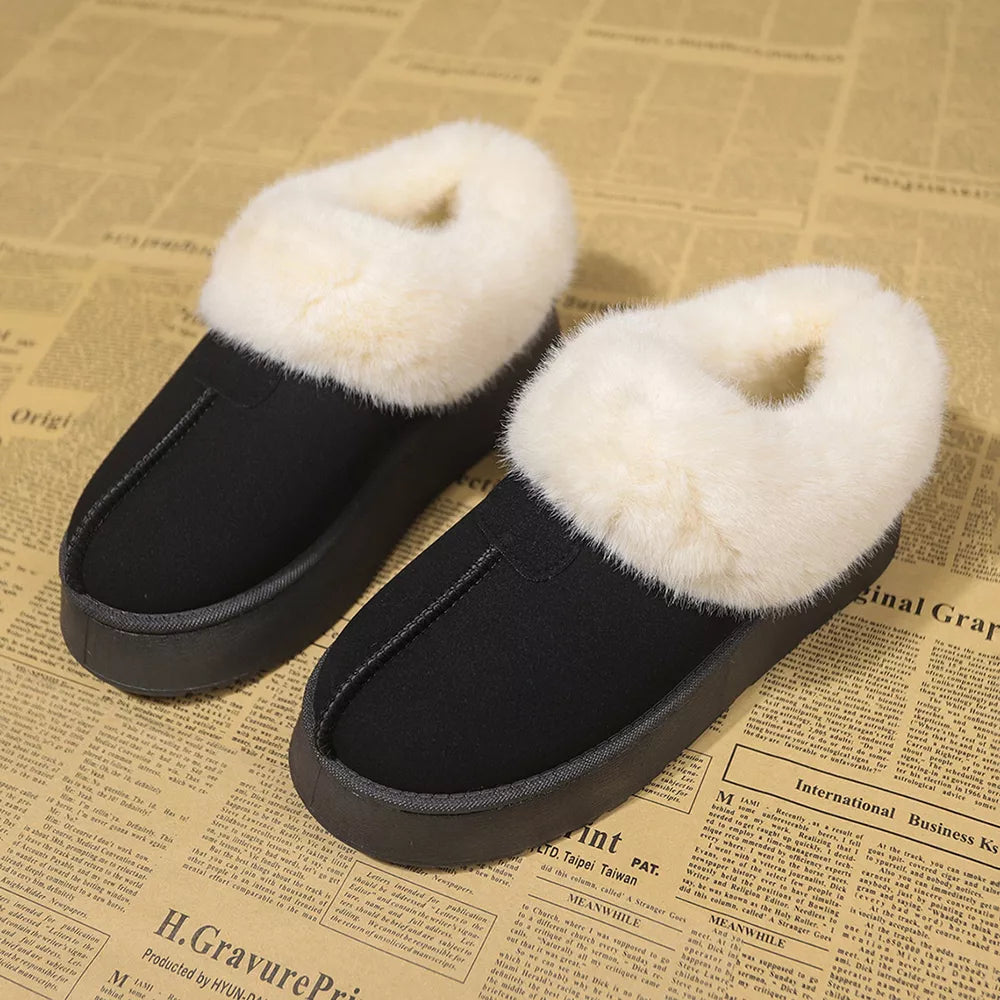 Plush Suede Platform Ankle Boots