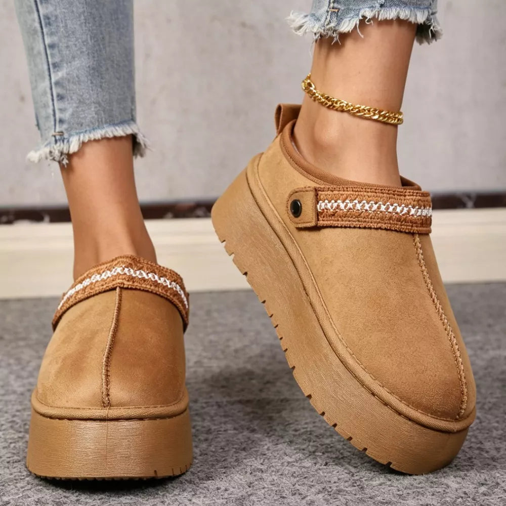 Platform Suede Faux Fur-Lined Boots