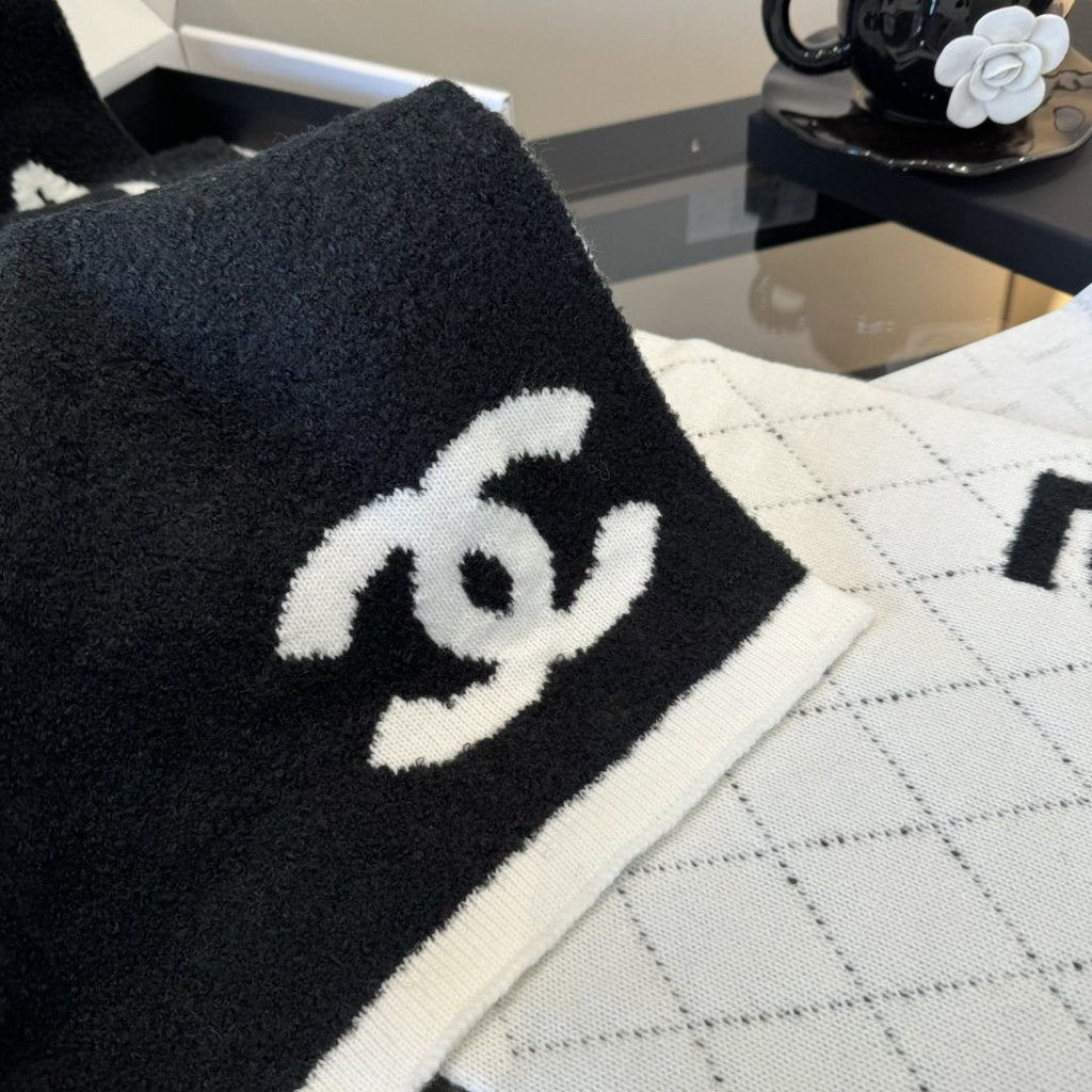 Chanel Knit Scarf with Ivory Motifs