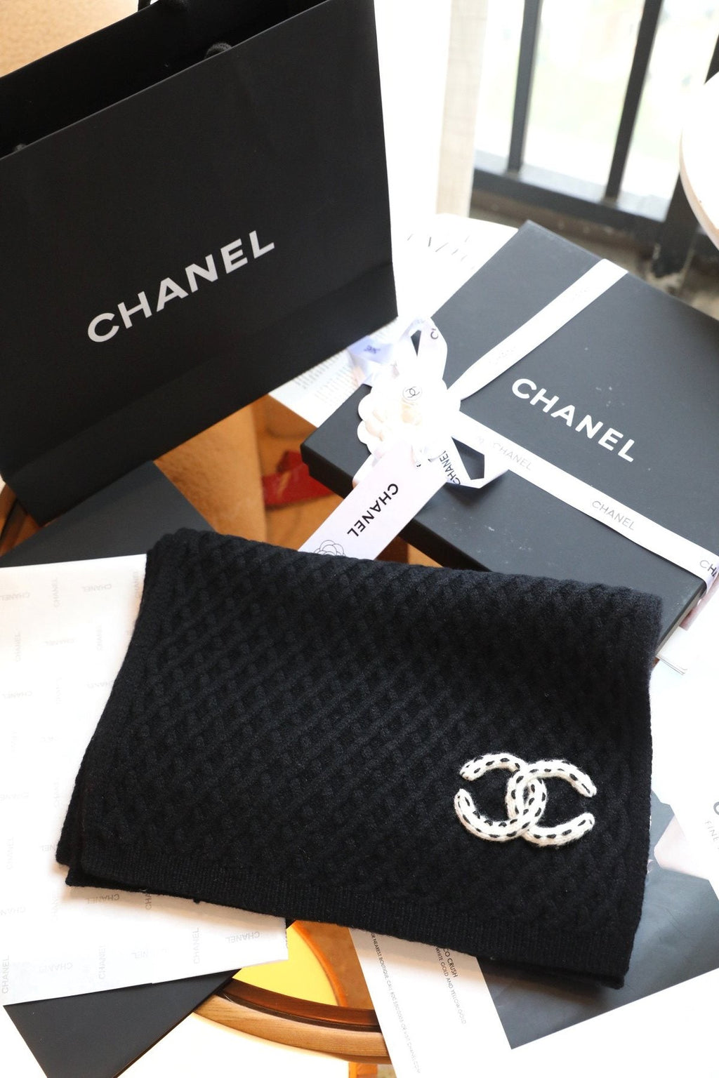 Chanel Diamond Knit Scarf